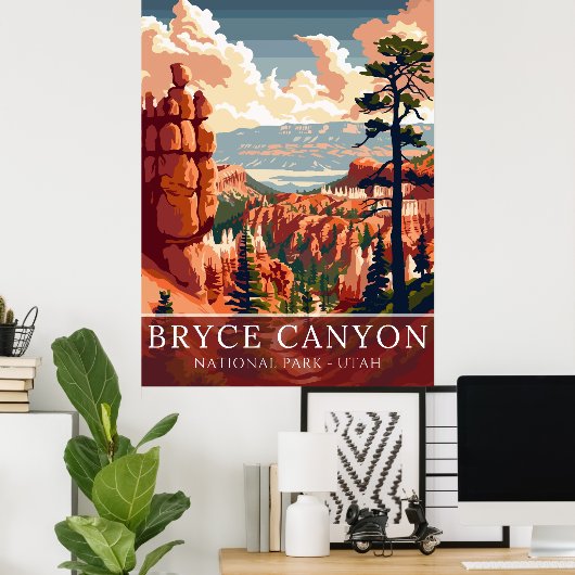 Bryce Canyon National Park Utah Desert Landscape Poster (Thuiskantoor)