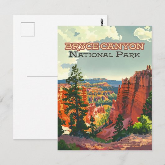 Bryce Canyon National Park Utah Hoodoo Retro Briefkaart (Voorkant / Achterkant)