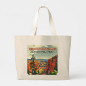 Bryce Canyon National Park Utah Hoodoo Retro Grote Tote Bag (Achterkant)
