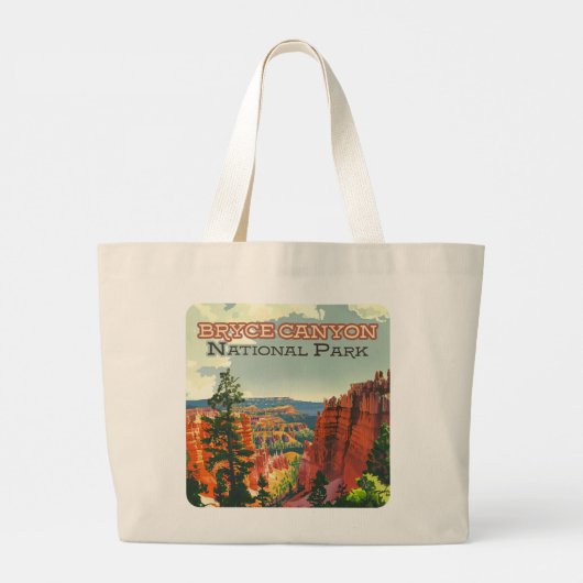 Bryce Canyon National Park Utah Hoodoo Retro Grote Tote Bag (Achterkant)