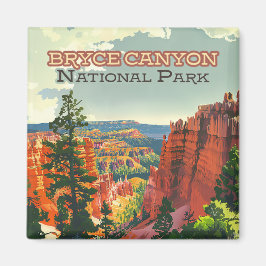 Bryce Canyon National Park Utah Hoodoo Retro Magneet