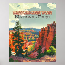 Bryce Canyon National Park Utah Hoodoo Retro Poster