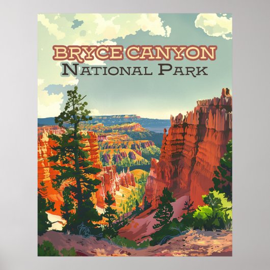 Bryce Canyon National Park Utah Hoodoo Retro Poster (Voorkant)