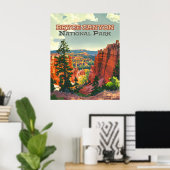 Bryce Canyon National Park Utah Hoodoo Retro Poster (Thuiskantoor)