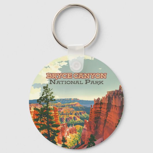 Bryce Canyon National Park Utah Hoodoo Retro Sleutelhanger (Voorkant)