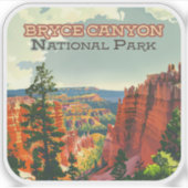 Bryce Canyon National Park Utah Hoodoo Retro Sticker (Voorkant)