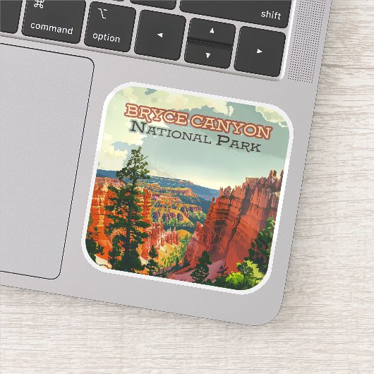 Bryce Canyon National Park Utah Hoodoo Retro Sticker (Detail)