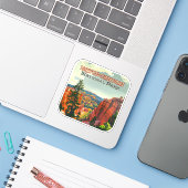 Bryce Canyon National Park Utah Hoodoo Retro Sticker (Laptop met iPhone)