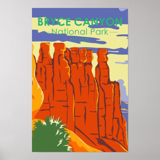 Bryce Canyon National Park Utah Retro Poster (Voorkant)