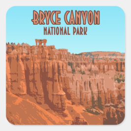 Bryce Canyon National Park Utah Vintage Vierkante Sticker
