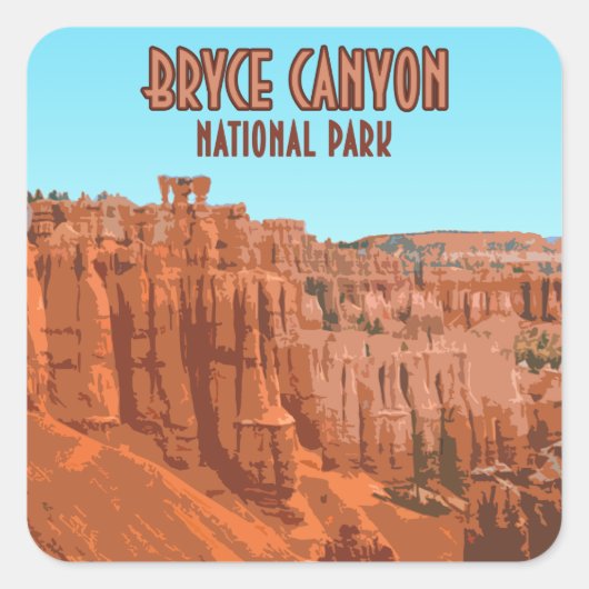 Bryce Canyon National Park Utah Vintage Vierkante Sticker (Voorkant)
