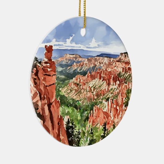Bryce Canyon National Park Utah Waterverf Keramisch Ornament (Rechts)