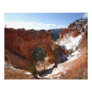 Bryce Canyon Natural Bridge Snowy Landscape Foto Afdruk