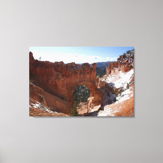 Bryce Canyon Natural Bridge Snowy Landscape Foto Canvas Afdruk (Voorkant)