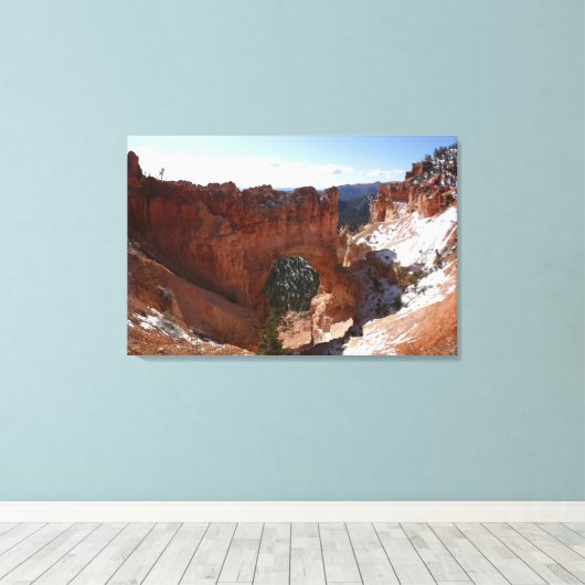 Bryce Canyon Natural Bridge Snowy Landscape Foto Canvas Afdruk (Insitu (Houten vloer))
