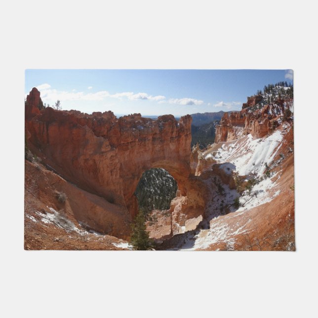 Bryce Canyon Natural Bridge Snowy Landscape Foto Deurmat (Voorkant)