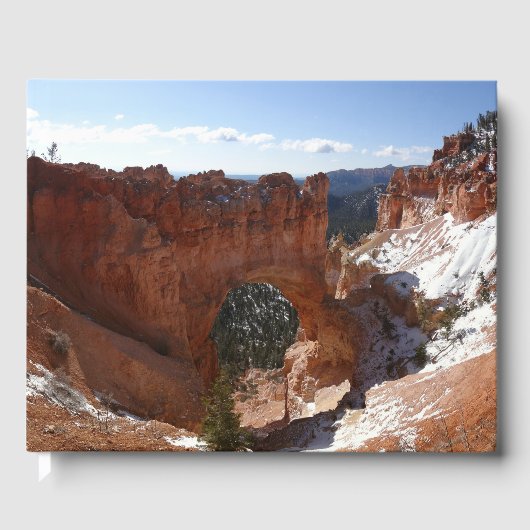 Bryce Canyon Natural Bridge Snowy Landscape Foto Gastenboek (Voorkant)