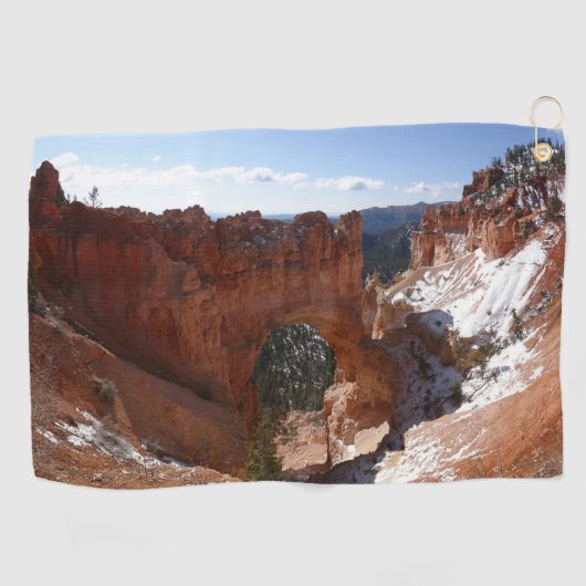 Bryce Canyon Natural Bridge Snowy Landscape Foto Golfhanddoek (Horizontaal)