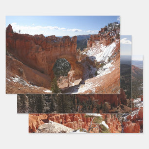 Bryce Canyon Natural Bridge Snowy Landscape Foto Inpakpapier Vel
