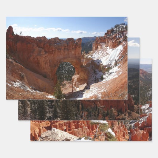 Bryce Canyon Natural Bridge Snowy Landscape Foto Inpakpapier Vel (Set)