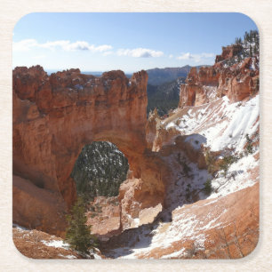 Bryce Canyon Natural Bridge Snowy Landscape Foto Kartonnen Onderzetters