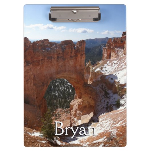 Bryce Canyon Natural Bridge Snowy Landscape Foto Klembord (Voorkant)