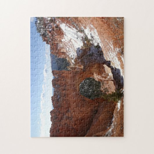 Bryce Canyon Natural Bridge Snowy Landscape Foto Legpuzzel (Verticaal)