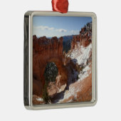 Bryce Canyon Natural Bridge Snowy Landscape Foto Metalen Ornament (Rechts)