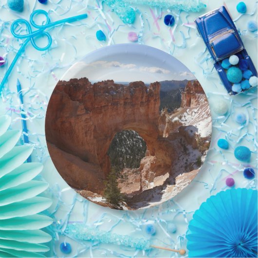 Bryce Canyon Natural Bridge Snowy Landscape Foto Papieren Bordje (Feest)
