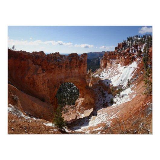 Bryce Canyon Natural Bridge Snowy Landscape Foto Perfect Poster (Voorkant)