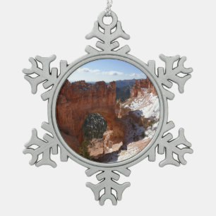Bryce Canyon Natural Bridge Snowy Landscape Foto Tin Sneeuwvlok Ornament