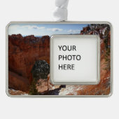 Bryce Canyon Natural Bridge Snowy Landscape Foto Verzilverd Omlijst Ornament (Voorkant)