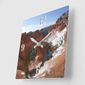 Bryce Canyon Natural Bridge Snowy Landscape Foto Vierkante Klok (Hoek)