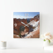 Bryce Canyon Natural Bridge Snowy Landscape Foto Vierkante Klok (Huis)