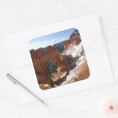 Bryce Canyon Natural Bridge Snowy Landscape Foto Vierkante Sticker (Envelop)