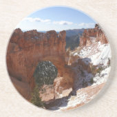 Bryce Canyon Natural Bridge Snowy Landscape Foto Zandsteen Onderzetter (Voorkant)