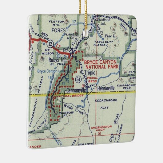 Bryce Canyon Retro Map Keramisch Ornament (Rechts)