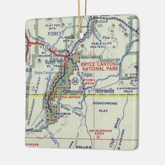 Bryce Canyon Retro Map Keramisch Ornament (Links)