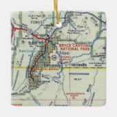 Bryce Canyon Retro Map Keramisch Ornament (Voorkant)