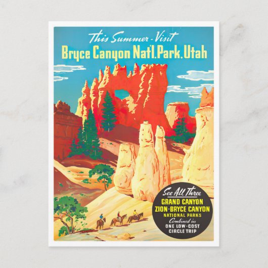Bryce Canyon vintage-briefkaart Briefkaart (Voorkant)