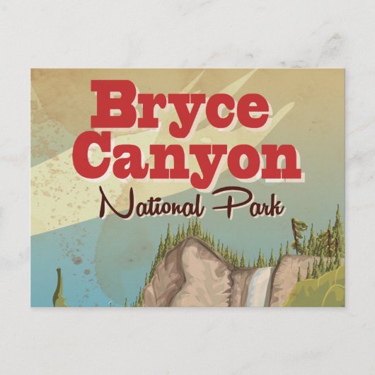 Bryce Canyon Vintage Reisposter Briefkaart (Voorkant)