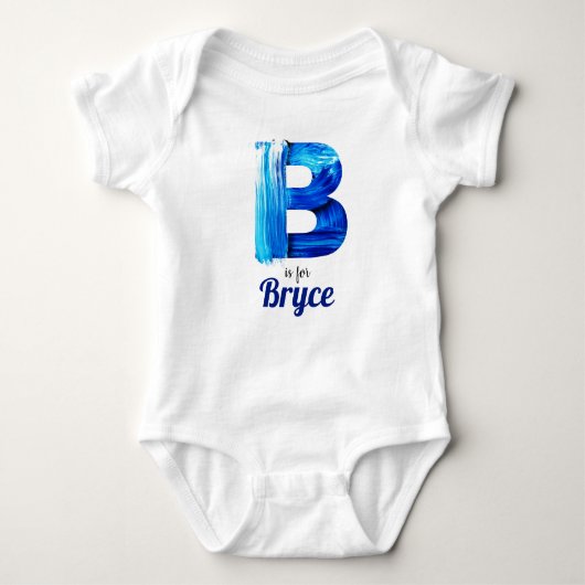 Bryce Name openbaart Letter Boy Blue Paint Newborn Romper (Voorkant)