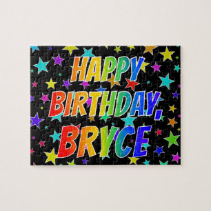 "BRYCE" voornaam, geun "HAPPY BIRTHDAY" Legpuzzel