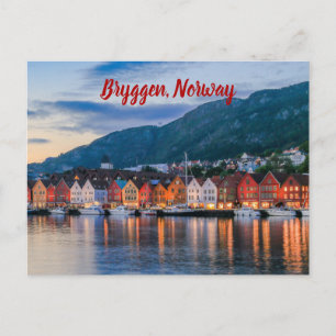 Bryggen Bergen Norway gestiliseerd Briefkaart