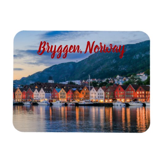 Bryggen Bergen Norway gestiliseerd Magneet (Horizontaal)