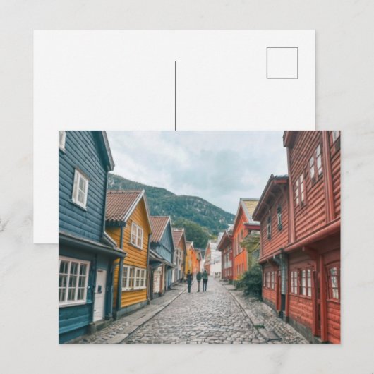 Bryggen Bergen Norway Street Briefkaart (Voorkant / Achterkant)
