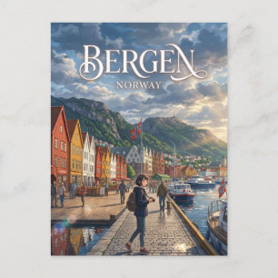 Bryggen Hanseatische Werf Noorwegen Briefkaart