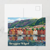 Bryggen-kade Noorwegen Briefkaart (Voorkant / Achterkant)