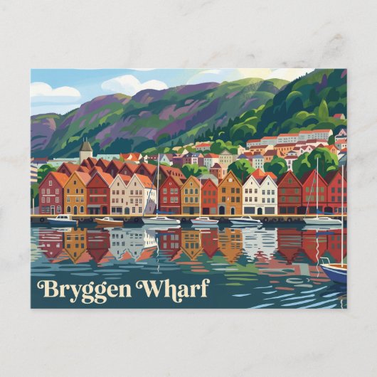 Bryggen-kade Noorwegen Briefkaart (Voorkant)