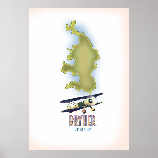 Bryher Scilly-eilanden kaart Poster (Voorkant)